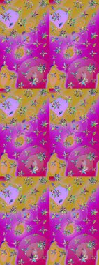 Raster çiçek desenleri çiziyor. Vadinin çiçekleri morumsu ve mor renkte.