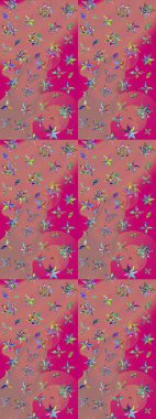 Raster çiçek desenleri çiziyor. Vadinin pembe ve morumsu çiçekleri.