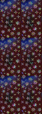 Çiçek desenli çizim. Raster illüstrasyonu. Asya tekstil tarzında. Kahverengi ve mor renkli çiçekler. Renkli Bahar Teması eskiz kalıbı. Düz Çiçek Elementleri Tasarımı.