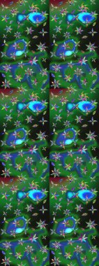 Küçük çiçekteki sevimli çiçek deseni. Yeşil ve mavi renkte çiçekler.