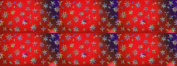 Kırmızı ve kahverengi renkli şirin tekstil tarzında. Renkli çizim kalıbı. Çiçek duvar kâğıdı. Raster illüstrasyonu. Çiçek arka planı.