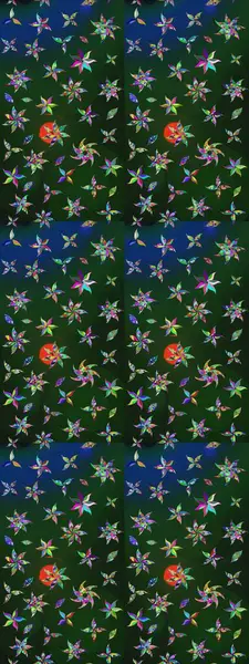 Çiçekli el çizimi çizimi deseni. Modern gelişim mavi ve yeşil raster arkaplan duvar kağıdı resimleme klasik çizgili iz sürme desenli çiçekler, çiçekli süsler.