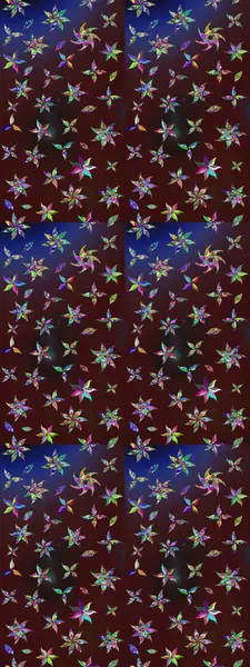 Çiçek desenli çizim. Raster illüstrasyonu. Asya tekstil tarzında. Kahverengi ve mor renkli çiçekler. Renkli Bahar Teması eskiz kalıbı. Düz Çiçek Elementleri Tasarımı.