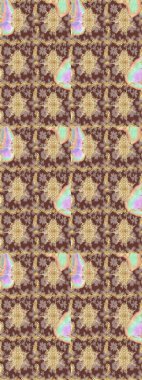 Altın desenli çiçek dekoru. Kahverengi renklerde altın element. Doğu tarzı element. Davetiyeler, kartlar, web sayfası için Raster illüstrasyon. Tasarım şablonu için çizgi çizimi sınırı.