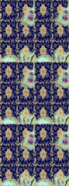 Doğum günü kartı, davetiye ya da afiş için iyidir. Dekoratif simetri arabesk. Raster illüstrasyonu. Ortaçağ çiçek desenini çiz. Mavi renkte altın.