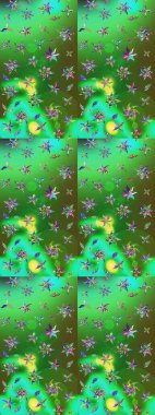 Yeşil ve mavi renkte çiçekler. Çiçekli çiçek deseni, suluboya. Raster illüstrasyonu. Düz Çiçek Elementleri Tasarımı. Renkli Bahar Teması çizim şablonu.