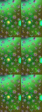 Tomurcukları papatya çiçekleri olan sevimli bir çiçek deseni. Raster illüstrasyonu. Miles Fleur, süslü püslü bir süs. Eskiz geçmişi. Kumaş, tekstil, duvar kağıdı baskısı için. Antika retro tarzı.