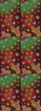 Raster deseni. Kahverengi ve yeşil renklerde. Küçük çiçekteki sevimli çiçek deseni. Soyut çiçek çizim kalıbı arka planı. Raster illüstrasyonu.