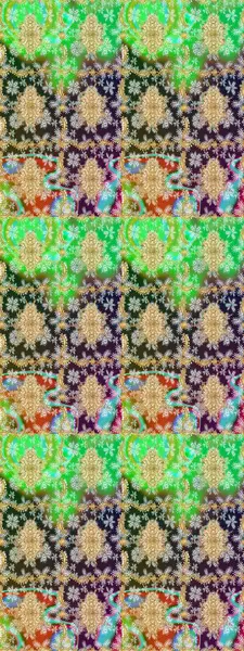 Yeşil renklerdeki altın element. Barok tarzında altın çiçekli süs. Antika altın tekrarlanabilir duvar kağıdı. Şam çizimi tekrarlanan desen.