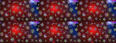 Çiçek deseni. Kahverengi ve kırmızı renkte çiçek çizimi. Şatafatlı bahar bahçesi dokusu. Raster illüstrasyonu. Kahverengi ve kırmızı renkte çiçekler.