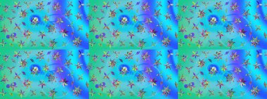 Doodle çiçekler ve dalları, otlar ve çiçekler. Elle çizilmiş. Raster resim. Güzel kumaş deseni.