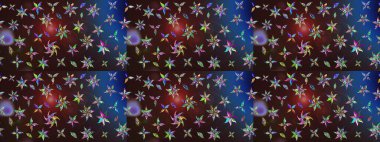 Raster düz çiçek çizim deseni. Hediye ambalaj kağıdı, tebrik kartları, posterler ve pankart tasarımı. Kahverengi ve mavi renkte çiçekler.