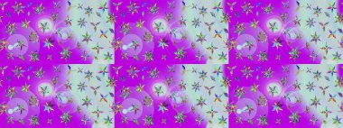 Çiçekli karalama şeklinde Raster çiçek deseni. Yumuşak, bahar çiçekli arka plan. Mor ve nötr renkte çiçekler.
