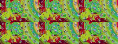 Küçük çiçekteki sevimli çiçek deseni. Yeşil ve kırmızı renkte çiçekler.