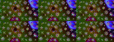 Sevimli çiçek raster deseni. Yeşil ve kahverengi renkli çiçekler. Renkli Bahar Teması eskiz kalıbı. Düz Çiçek Elementleri Tasarımı.