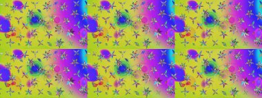 Sarı ve mor renklerde zarif çiçek buketi suluboya. Renkli Bahar Teması eskiz kalıbı. Düz Çiçek Elementleri Tasarımı. Raster illüstrasyonu.