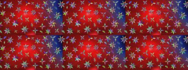 Çiçek kırmızısı ve mavi çizim deseni. Raster çiçek izi. Klasik taslak çizimi. Raster Yumuşak kumaş deseni.