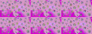 Çiçekli, yapraklı, çiçek desenli eskiz. El çizimi. Raster illüstrasyonu.