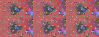 Çiçekler. Soyut etnik raster çizim kalıbı. Vadinin çiçekleri pembe ve kahverengi renklerde.