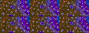 Çiçek kahverengi ve menekşe eskiz deseni. Raster çiçek izi. Klasik taslak çizimi.