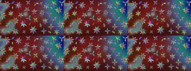 Suluboya elle çizilmiş çiçek desenli eskiz deseni. Parlak renkli fantezi çiçekleri, yapraklar, kahverengi ve mavi renkli tomurcuklar, kahverengi ve mavi.