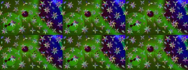 Nakış desenli çiçek deseni. Renkli grunge, koyu yeşil ve mavi çiçeklerle soyut bir arka plan oluşturur. İzler, kumaş, duvar kağıtları, tekstil için raster dokusu.