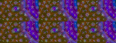 Küçük çiçekli yay deseni çiz. Raster illüstrasyonu. Suluboya tarzında kahverengi ve mor renkler üzerine.