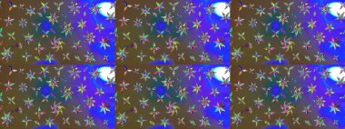 El çizimi çiçekli soyut çizim kalıbı. Raster illüstrasyonu. Kahverengi ve mor renkte çiçekler.