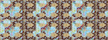 Tekrarlayan elementlerle soyut arkaplan oluşturun. Raster illüstrasyonu. Klasik altın desenli eskiz. Altın elementli nötr renkler üzerine altın çizim deseni.