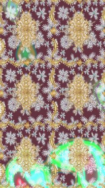 Kahverengi renklerde altın elementlerle Raster eskiz deseni. Tasarım için Damask çizim deseni.