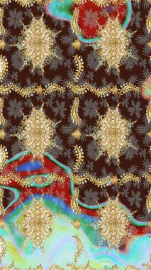 Geleneksel oryantasyon süsü. Klasik klasik klasik arka plan. Klasik Raster kahverengi ve altın desenli çizim.