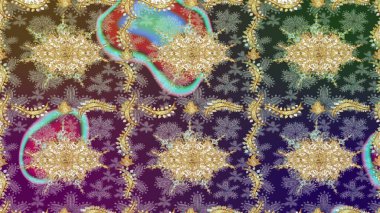 Çizim altın desenli bukleler. Altın elementli nötr renkler. Raster altın desen. Doğu tarzı arabesk. Raster illüstrasyonu.