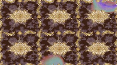 Klasik raster şablonu. Kahverengi ve altın desenli. Tekrarlayan ögelerle soyut arkaplan çiz.