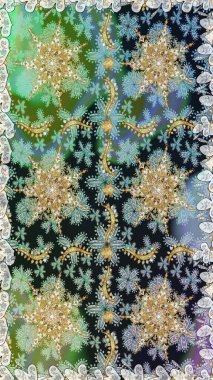 Doku arka planında altın duvar kâğıdı. Damask kusursuz yinelenen arkaplan. Gri renklerdeki altın element. Barok tarzında altın çiçekli süs..