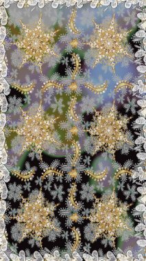 Kusursuz altın desen. Gri renkli ve altın elementli altın desenli. Raster doğulu süsü.