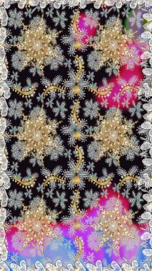 Klasik klasik klasik arka plan. Geleneksel oryantasyon süsü. Kusursuz klasik raster grisi ve altın desen.