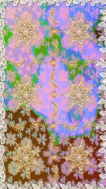 Tarafsız renklerde, altın elementlerle pürüzsüz bir desen. Şam tasarım için kusursuz desen.