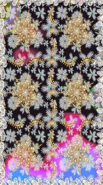 Gri renklerde altın tekrarlayan elementlerle soyut arkaplan. Kusursuz oryantal klasik altın desen.