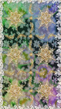 Barok tarzında kusursuz bir doğulu süsü. Gri renklerdeki altın elementler. Geleneksel klasik raster altın pürüzsüz desen.