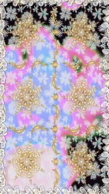 Raster geleneksel altın pürüzsüz deseni nötr renklerde. Barok tarzında kusursuz bir doğulu süsü..