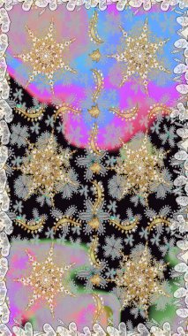 Gri renklerdeki altın element. Damask pürüzsüz yineleme kalıbı. Barok tarzında altın çiçekli süs. Antika altın tekrarlanabilir duvar kağıdı.