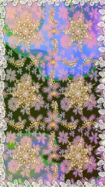 Raster illüstrasyonu. Kusursuz soyut bir arkaplan. Oriental raster klasik nötr ve altın desenli.