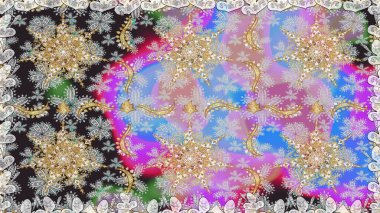 Geleneksel oryantasyon süsü. Kusursuz klasik raster grisi ve altın desenli. Klasik vintage arkaplan.