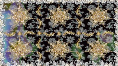 Geleneksel klasik raster altın pürüzsüz desen. Gri renklerdeki altın elementler. Barok tarzında kusursuz bir doğulu süsü..