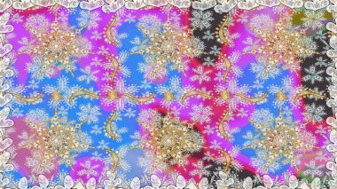 Süslü dekorasyon. Tarafsız renklerdeki altın desenler ve altın elementler. Raster klasik barok çiçeksiz altın desenli. Lüks, kraliyet ve Viktorya dönemi konsepti.