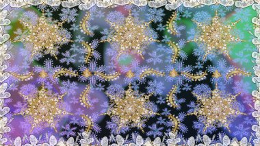 Kusursuz oryantal klasik altın desen. Tarafsız renklerde altın tekrarlayan elementler içeren Raster soyut arkaplanı.