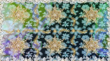 Geleneksel raster ve altın desen. Damask pürüzsüz süsü. Nötr renkler üzerinde klasik oryantal desen.