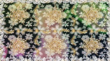 Gri renklerde, altın çiçekli altın desenler. Raster geometrik arka plan. Altın rengi, kusursuz çizim. Senin tasarımın için, duvar kağıdı..