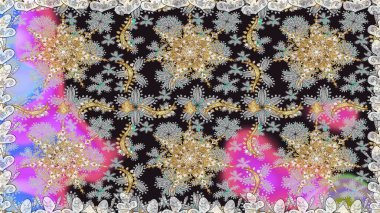 Klasik klasik klasik arka plan. Geleneksel oryantasyon süsü. Kusursuz klasik raster altın desenli. Altın elementlerle gri renklerde altın desen.