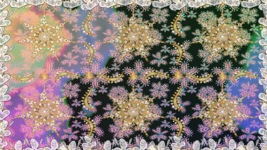 Barok tarzında kusursuz bir doğulu süsü. Geleneksel klasik raster altın pürüzsüz desen. Gri renklerdeki altın elementler.